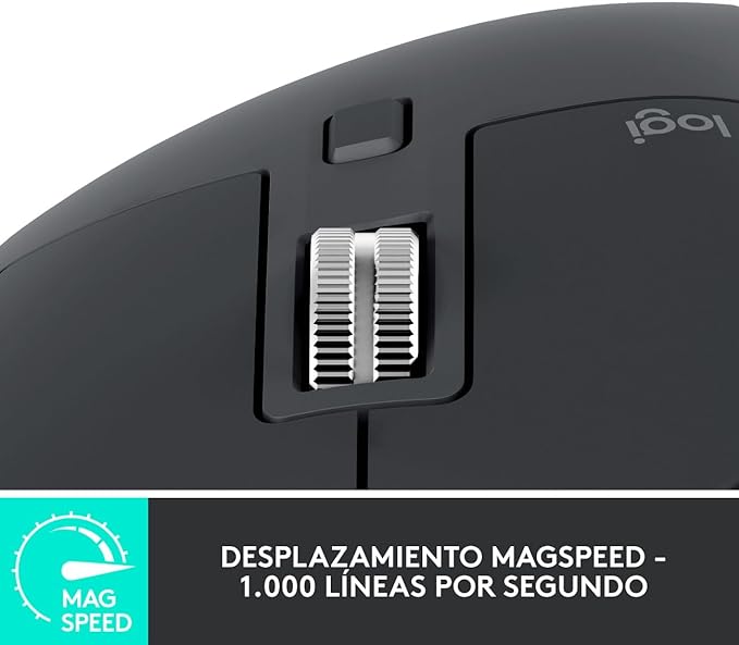 Logitech MX Master 3S Mouse Inalámbrico de Desempeño, Scrolling Ultra-rápido, 8K dpi, Seguimiento sobre Vidrio, Clics Silenciosos, USB-C, Bluetooth