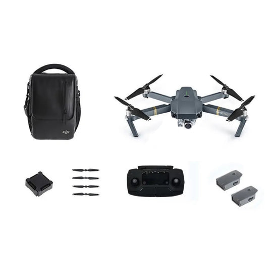 Kit de drone con mando a distancia DJI Mavic Pro Fly More Combo con hélice plegable, cuadrirrotor, 2 baterías, puerto de carga, adaptador de carga, bolsa de hombro