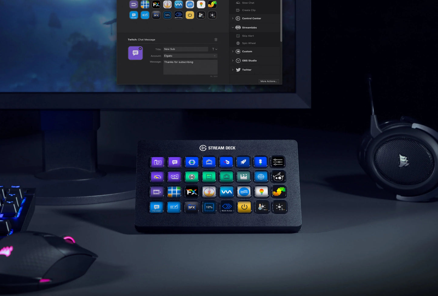 Stream Deck XL - Controlador avanzado de estudio, 32 teclas macro, activa acciones en apps y software como OBS, Twitch, YouTube y otros, funciona en Mac y PC, multicolor